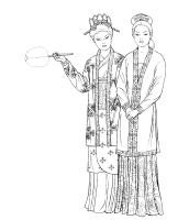 A coloring page of chinese clothing